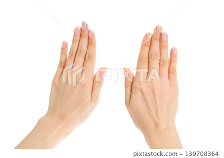 Hands of a Japanese woman with French manicure Hands of a Japanese woman with French manicure 139708364