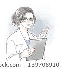 Medical illustration of a female doctor giving an explanation. 139708910