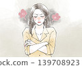 An illustration of a woman suffering from irritability and emotional instability during menopause. 139708923