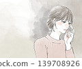 An illustration of a woman suffering from depression and self-loathing. 139708926