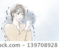 An illustration of a woman who suffers from poor circulation and feels cold. 139708928