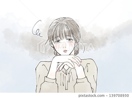 An illustration of a woman who is exhausted and listless. An illustration of a woman who is exhausted and listless. 139708930