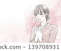 An illustration of a woman with a relieved expression. 139708931