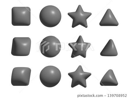 A set of variations in 3D-style geometric shapes; pop and cute geometric design parts. A set of variations in 3D-style geometric shapes; pop and cute geometric design parts. 139708952