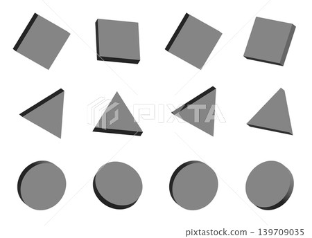 A set of variations in 3D-style geometric shapes; thick, pop-art design elements. A set of variations in 3D-style geometric shapes; thick, pop-art design elements. 139709035