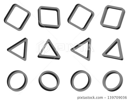 一組 3D 風格幾何形狀的變體;粗獷的普普藝術設計元素。 一組 3D 風格幾何形狀的變體;粗獷的普普藝術設計元素。 139709036