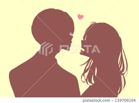 Men and women facing each other, love, silhouette Men and women facing each other, love, silhouette 139709104