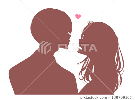 Men and women facing each other, love, silhouette Men and women facing each other, love, silhouette 139709105