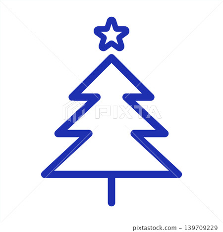 Blue fir tree icon Christmas illustration Simple and stylish line art Blue fir tree icon Christmas illustration Simple and stylish line art 139709229