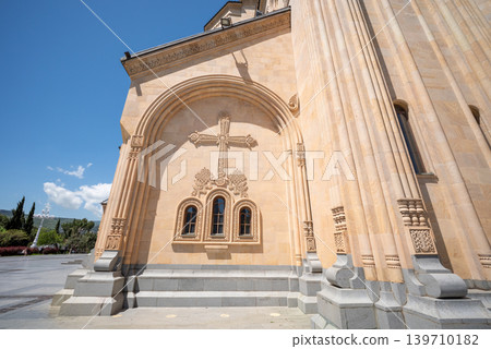 Facade details on the Holy Trinity Cathedral, main cathedral of the Georgian Orthodox Church in Tbilisi, Georgia Facade details on the Holy Trinity Cathedral, main cathedral of the Georgian Orthodox Church in Tbilisi, Georgia 139710182