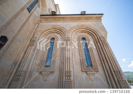 Facade details on the Holy Trinity Cathedral, main cathedral of the Georgian Orthodox Church in Tbilisi, Georgia Facade details on the Holy Trinity Cathedral, main cathedral of the Georgian Orthodox Church in Tbilisi, Georgia 139710188