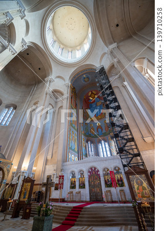 Interior of the Holy Trinity Cathedral, main cathedral of the Georgian Orthodox Church in Tbilisi, Georgia Interior of the Holy Trinity Cathedral, main cathedral of the Georgian Orthodox Church in Tbilisi, Georgia 139710258