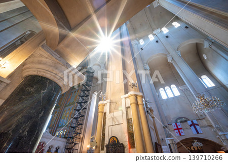Interior of the Holy Trinity Cathedral, main cathedral of the Georgian Orthodox Church in Tbilisi, Georgia Interior of the Holy Trinity Cathedral, main cathedral of the Georgian Orthodox Church in Tbilisi, Georgia 139710266