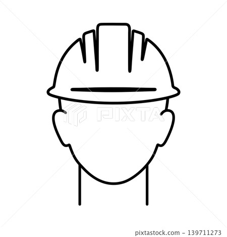Line icon of a person wearing a helmet Line icon of a person wearing a helmet 139711273