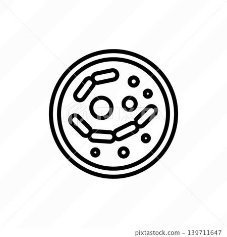 Petri dish thin line icon. Laboratory research. Vector illustration. Petri dish thin line icon. Laboratory research. Vector illustration. 139711647