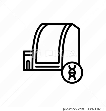 RNA or DNA purifier, compact robotic workstation. Thin line icon. Healthcare equipment. Vector illustration. RNA or DNA purifier, compact robotic workstation. Thin line icon. Healthcare equipment. Vector illustration. 139711649