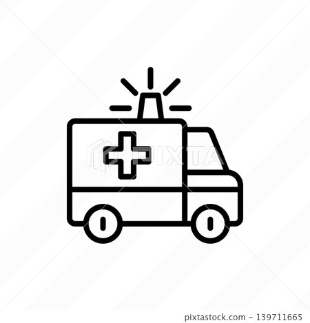 Ambulance thin line icon. Emergency. Medical transport. Vector illustration. Ambulance thin line icon. Emergency. Medical transport. Vector illustration. 139711665