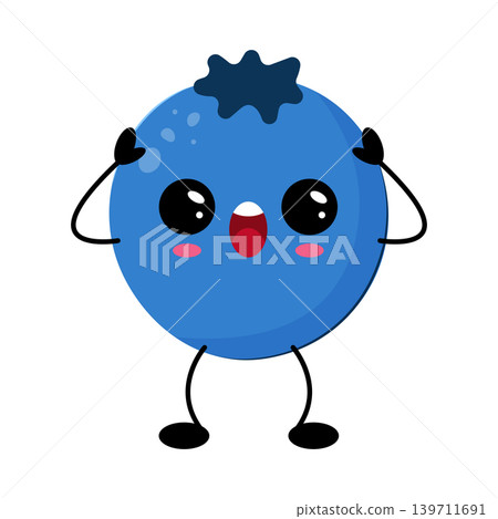 Adorable, cheerful blueberry character with rosy cheeks and tiny limbs Adorable, cheerful blueberry character with rosy cheeks and tiny limbs 139711691