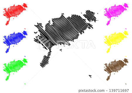 Saare County (Republic of Estonia, Counties of Estonia) map vector illustration, scribble sketch Saaremaa, Muhu, Ruhnu, Abruka and Vilsandi island map Saare County (Republic of Estonia, Counties of Estonia) map vector illustration, scribble sketch Saaremaa, Muhu, Ruhnu, Abruka and Vilsandi island map 139711697