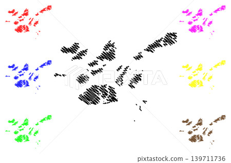 Bolama Region (Republic of Guinea-Bissau, Regions of Guinea Bissau) map vector illustration, scribble sketch Bissagos (Bijagos) Islands map Bolama Region (Republic of Guinea-Bissau, Regions of Guinea Bissau) map vector illustration, scribble sketch Bissagos (Bijagos) Islands map 139711736