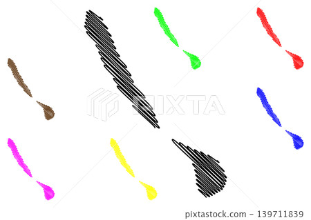 Agalega islands (Republic of Mauritius, island, Districts of Mauritius) map vector illustration, scribble sketch Agalega map Agalega islands (Republic of Mauritius, island, Districts of Mauritius) map vector illustration, scribble sketch Agalega map 139711839