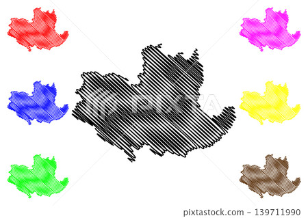 Kolubara District (Republic of Serbia, Districts in Sumadija and Western Serbia) map vector illustration, scribble sketch Kolubara map 139711990