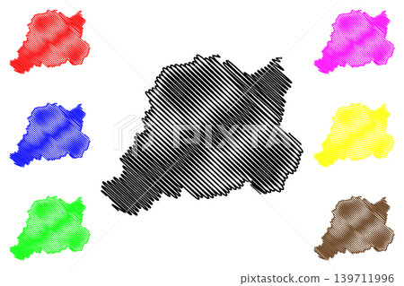 Pcinja District (Republic of Serbia, Districts in Southern and Eastern Serbia) map vector illustration, scribble sketch Pcinja map 139711996