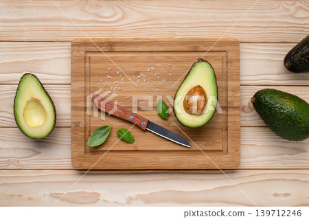Healthy avocado ingredients cutting board 139712246