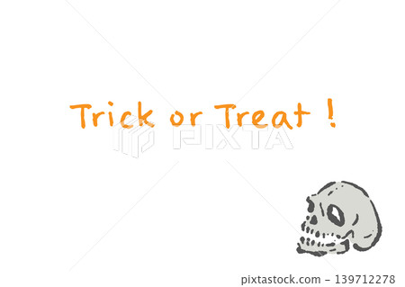 Hand-drawn, brushstroke style message card template with a diagonally facing skull - bottom right layout Hand-drawn, brushstroke style message card template with a diagonally facing skull - bottom right layout 139712278