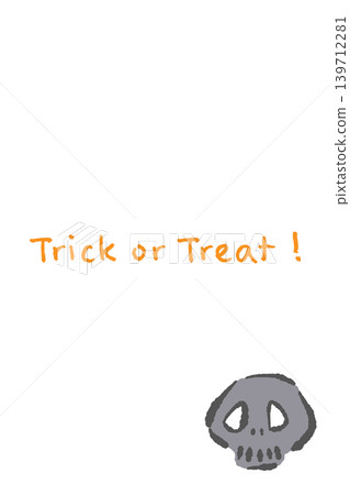 Hand-drawn brushstroke style vertical message card template with a black skull - bottom right layout 139712281