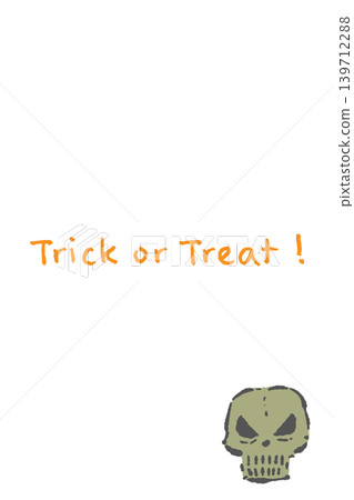 Green skull hand-drawn brushstroke vertical message card template - bottom right layout Green skull hand-drawn brushstroke vertical message card template - bottom right layout 139712288