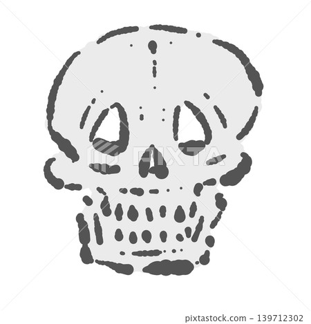 Realistic, hand-drawn, front-facing skull illustration - Skeleton design suitable for Japanese style or Halloween. Realistic, hand-drawn, front-facing skull illustration - Skeleton design suitable for Japanese style or Halloween. 139712302