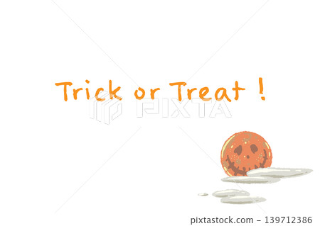 Orange spooky full moon and clouds sideways message card template - hand-drawn Trick or Orange spooky full moon and clouds sideways message card template - hand-drawn Trick or 139712386
