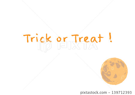 Orange full moon sideways message card template - hand-drawn Trick or Orange full moon sideways message card template - hand-drawn Trick or 139712393
