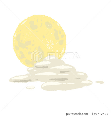 Hand-drawn illustration of a yellow full moon and clouds - a night sky design that can be used for moon viewing or sleep imagery. Hand-drawn illustration of a yellow full moon and clouds - a night sky design that can be used for moon viewing or sleep imagery. 139712427