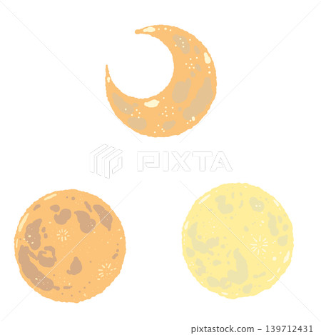 A set of hand-drawn illustrations of a full moon and a crescent moon - Night sky designs that can be used for moon viewing or sleep imagery. A set of hand-drawn illustrations of a full moon and a crescent moon - Night sky designs that can be used for moon viewing or sleep imagery. 139712431