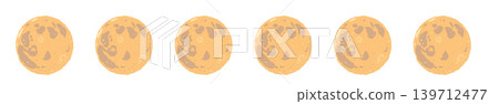 Line decoration featuring a row of orange full moons - Hand-painted decorative border for an autumn night sky Line decoration featuring a row of orange full moons - Hand-painted decorative border for an autumn night sky 139712477