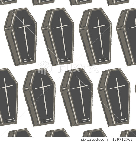 A seamless pattern background of a creepy coffin with a cross drawn on it. A seamless pattern background of a creepy coffin with a cross drawn on it. 139712765