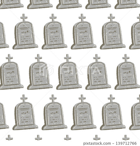 Seamless pattern background featuring eerie tombstones of various shapes. Seamless pattern background featuring eerie tombstones of various shapes. 139712766