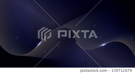 A glowing wave flows through a cosmic night sky filled with stars and serene dark tones. A glowing wave flows through a cosmic night sky filled with stars and serene dark tones. 139712879