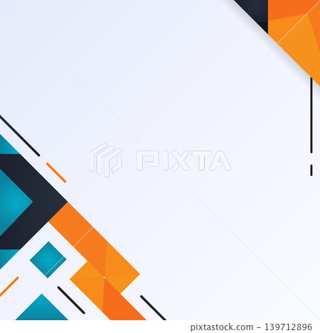Bold geometric abstract design with sharp angles in black, orange, and blue, set against a transparent checkered background Bold geometric abstract design with sharp angles in black, orange, and blue, set against a transparent checkered background 139712896