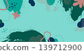 Abstract turquoise background with spots, lines and decorative shapes... 139712900