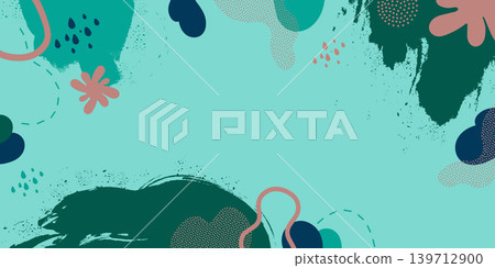 Abstract turquoise background with spots, lines and decorative shapes... Abstract turquoise background with spots, lines and decorative shapes... 139712900
