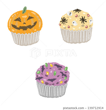 Halloween cupcake illustration set (transparent background) 139712914