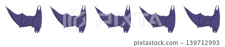 Halloween decoration line: A row of mixed-pose bats flying sparsely 139712993