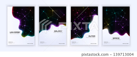 Futuristic cosmic poster designs blending galaxies and stars with a sleek modern aesthetic Futuristic cosmic poster designs blending galaxies and stars with a sleek modern aesthetic 139713004