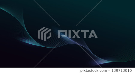 Abstract glowing wave lines on dark green background. Dynamic wave pattern. Modern flowing wavy lines and Futuristic technology concept Abstract glowing wave lines on dark green background. Dynamic wave pattern. Modern flowing wavy lines and Futuristic technology concept 139713010