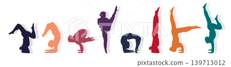 Yoga exercise element symbols with various interesting styles, yoga exercise icons Yoga exercise element symbols with various interesting styles, yoga exercise icons 139713012