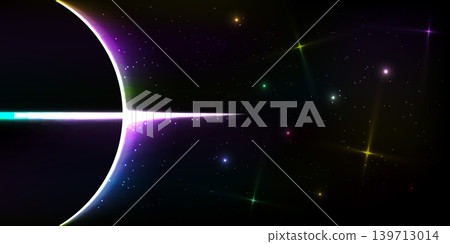 Abstract black hole design featuring glowing celestial bodies, Background decorated with colorful stars Abstract black hole design featuring glowing celestial bodies, Background decorated with colorful stars 139713014