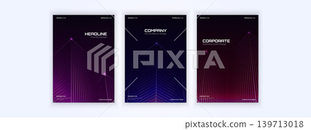 Futuristic cityscape covers with glowing geometric lines, perfect for corporate and annual report designs Futuristic cityscape covers with glowing geometric lines, perfect for corporate and annual report designs 139713018